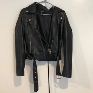 Faux leather motorcycle jacket. Size S